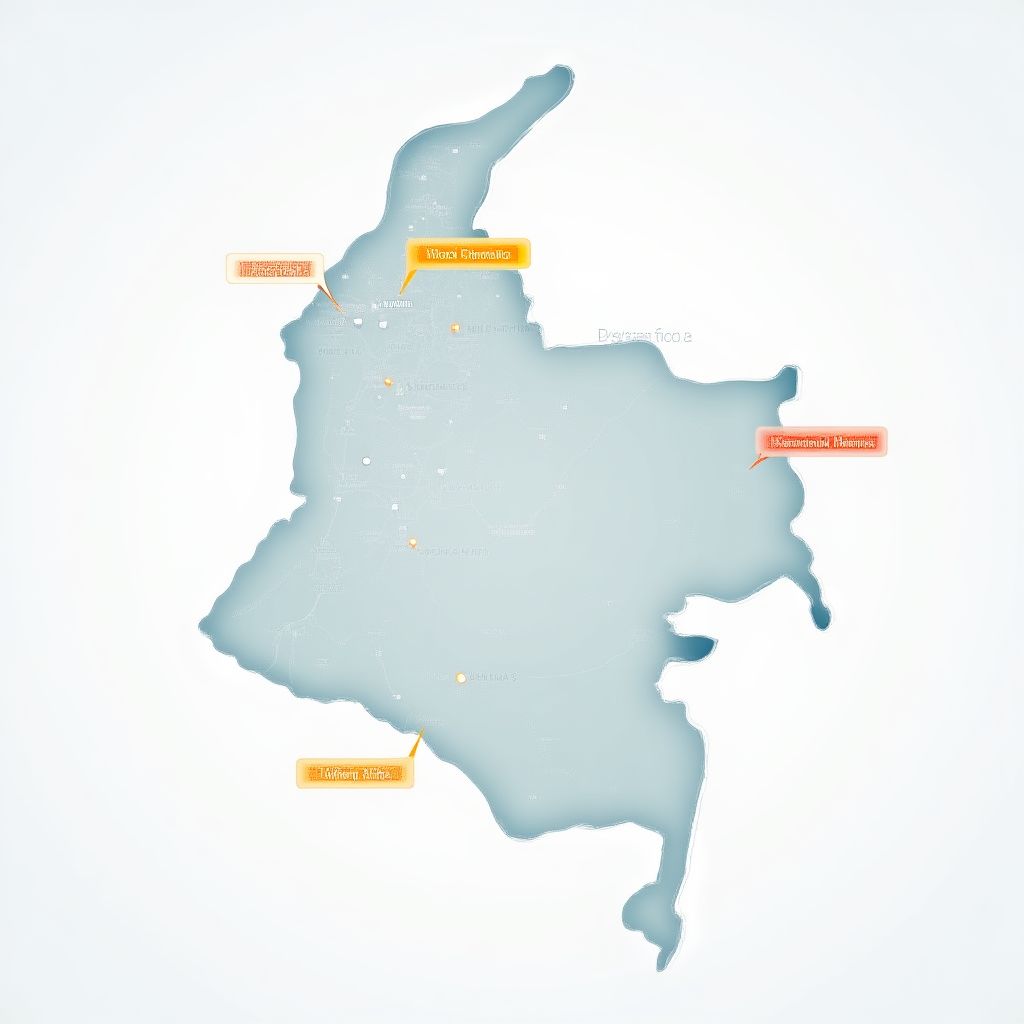 Mapa de ubicaciones de oficinas de ColInvest en Colombia